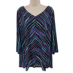 Bob Mackie Shirt Women XL Multicolor Abstract Tunic Wearable Art Dressy Work